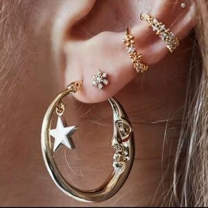 Moon Celestial Gold Silver Star Earrings